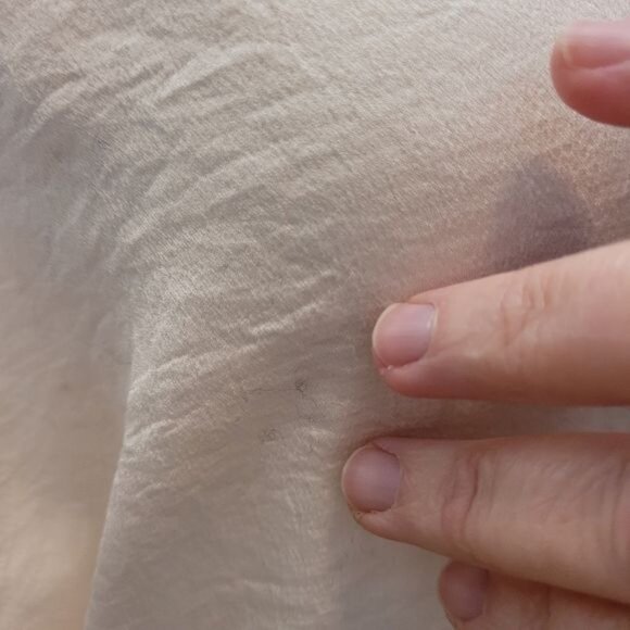 Zara White Top Blouse Popover Career Work Size Large Collarless FLAW LINT - Picture 5 of 9